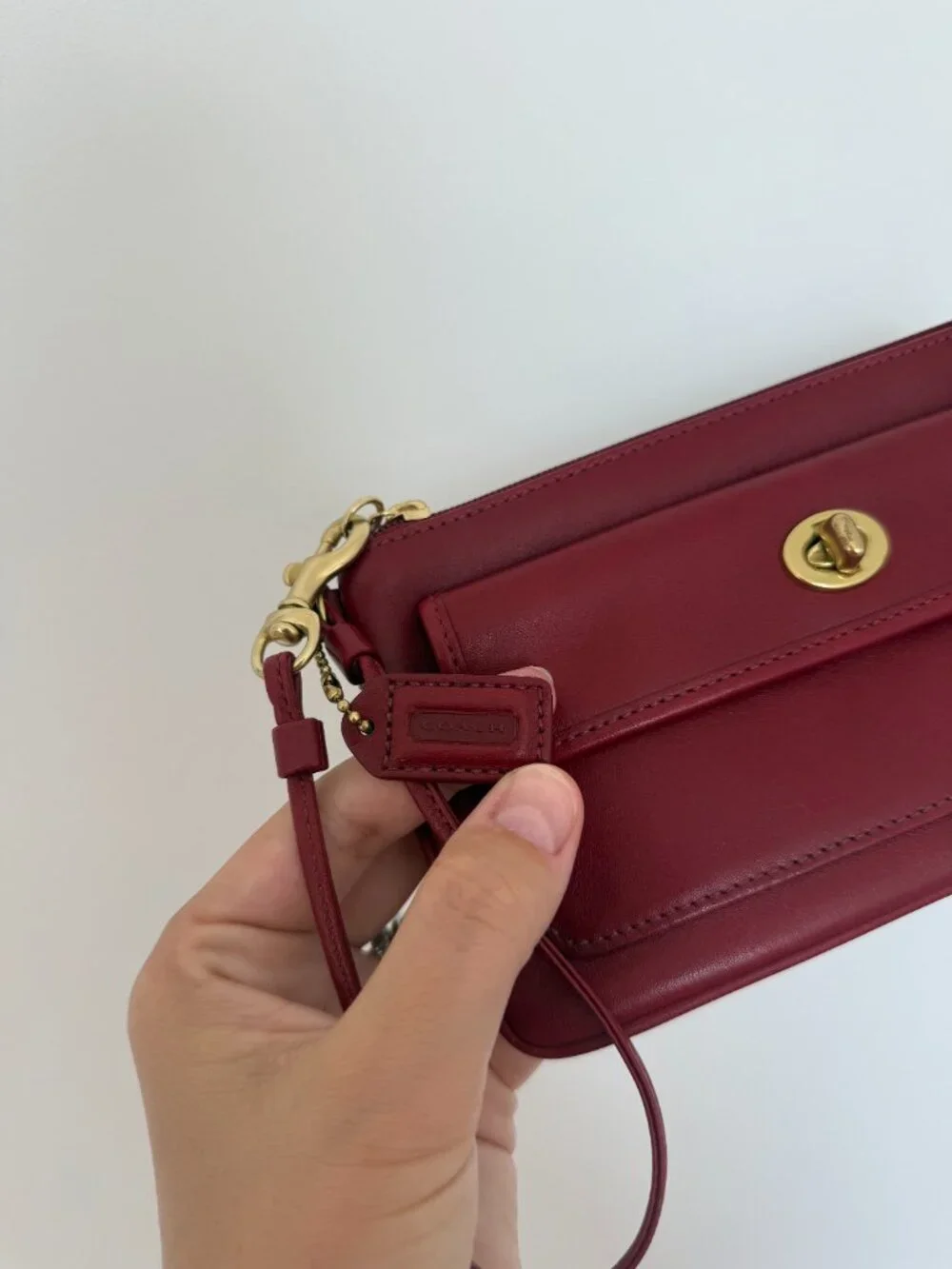 Vintage Coach Red Turnlock Legacy Wristlet Wallet